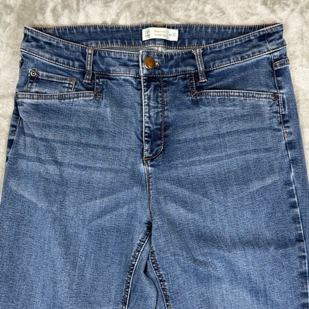 J. Jill Smooth Fit Blue Jeans Straight Leg Cotton Lyocell Mid Rise Size 10 - Picture 2 of 6